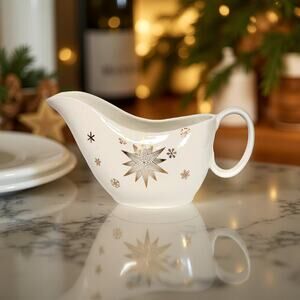 MCM White & Gold Starburst Gravy Boat